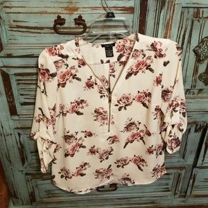 Rue 21 ivory floral blouse